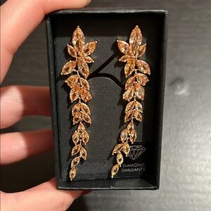 Elegant Gold Leaf Drop Earrings